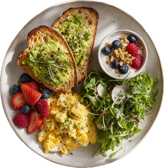 A breakfast plate sticker you can drag and fling